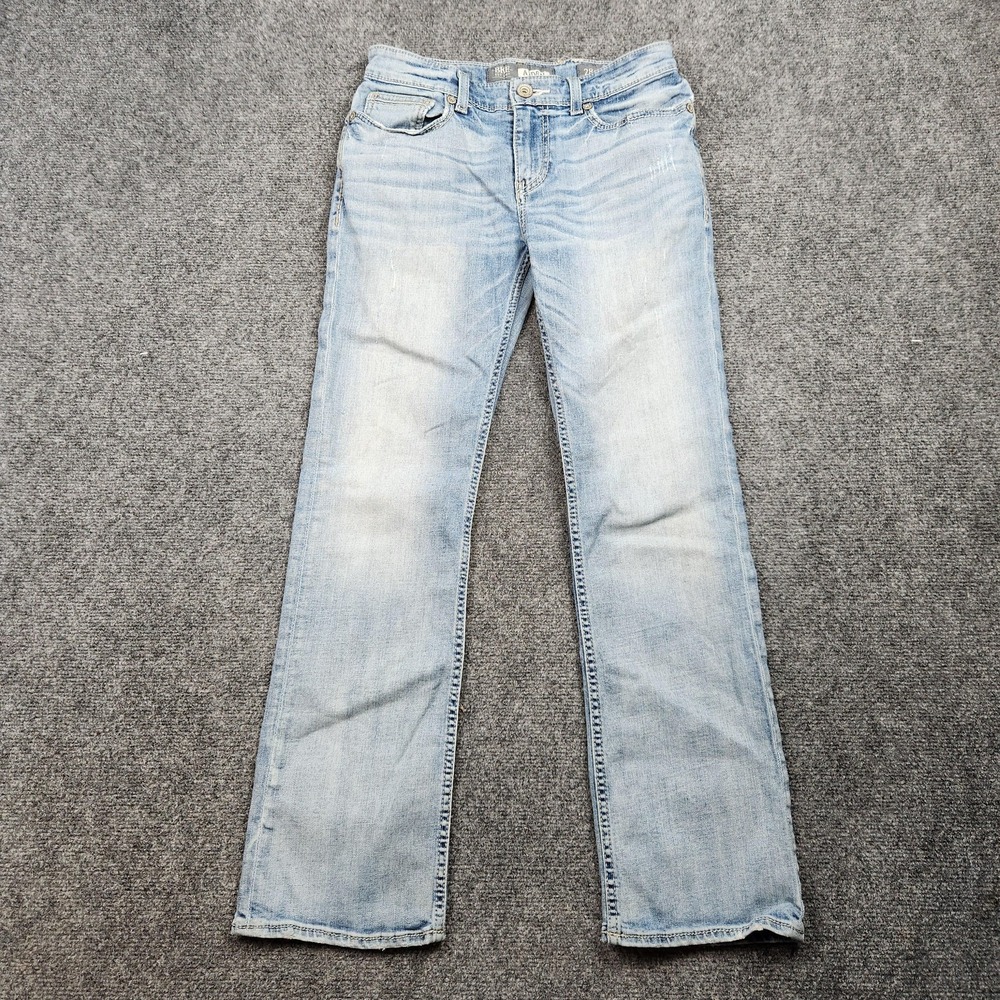 BKE Aiden Bootleg Jeans‎ Mens 28S Light Wash Low Rise Bootcut Denim Embroidered